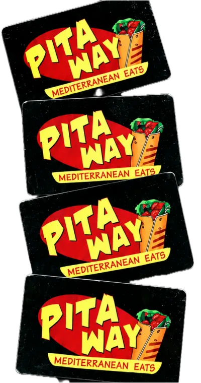 Stack of Pita Way gift cards